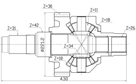 Mercedes Benz Complete Differential Assembly Intermediate Axle 343 350 1023