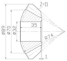 Left Hand Carbon Steel Straight Bevel Gear 20 Pressure Angle 346 353 1014